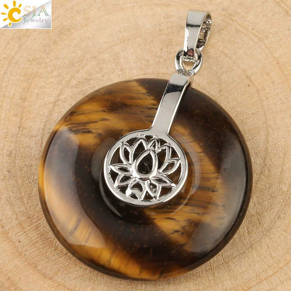 Natural Crystal Lotus Buckle Pendant Necklace With Multicolor Crystal Ball Chain Simple Jewelry