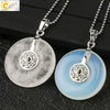 Natural Crystal Lotus Buckle Pendant Necklace With Multicolor Crystal Ball Chain Simple Jewelry