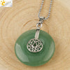 Natural Crystal Lotus Buckle Pendant Necklace With Multicolor Crystal Ball Chain Simple Jewelry