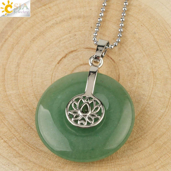 Natural Crystal Lotus Buckle Pendant Necklace With Multicolor Crystal Ball Chain Simple Jewelry