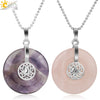 Natural Crystal Lotus Buckle Pendant Necklace With Multicolor Crystal Ball Chain Simple Jewelry