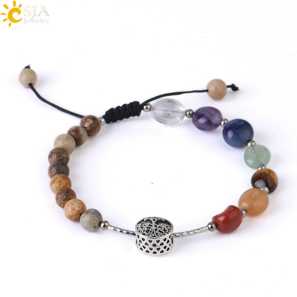 Natural Crystal Oval Stone Woven Bracelet For Women Minimalist Electroplated Bronze Color Bracelet