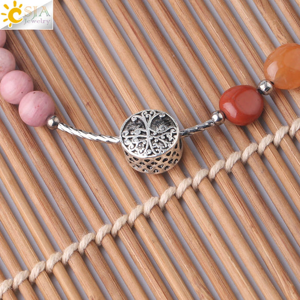 Natural Crystal Oval Stone Woven Bracelet For Women Minimalist Electroplated Bronze Color Bracelet