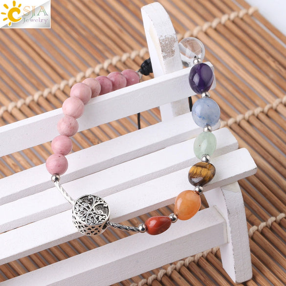 Natural Crystal Oval Stone Woven Bracelet For Women Minimalist Electroplated Bronze Color Bracelet