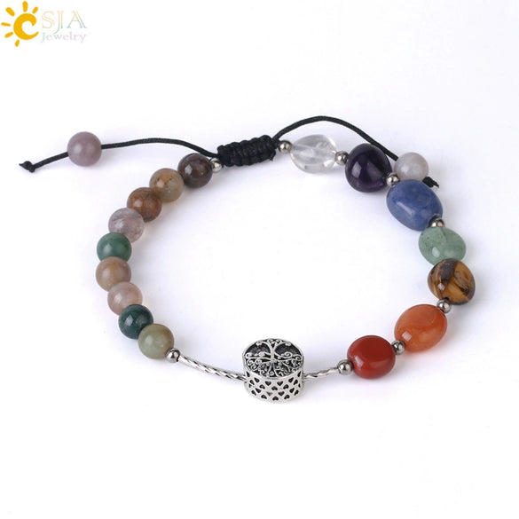Natural Crystal Oval Stone Woven Bracelet For Women Minimalist Electroplated Bronze Color Bracelet