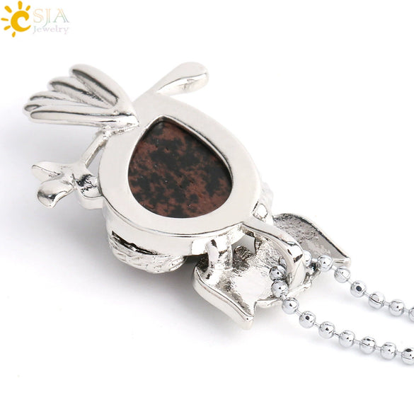 Natural Crystal Owl Pendant Necklace Minimalist Animal Ball Chain Necklace For Women Classic Creative Jewelry