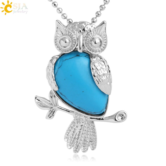 Natural Crystal Owl Pendant Necklace Minimalist Animal Ball Chain Necklace For Women Classic Creative Jewelry
