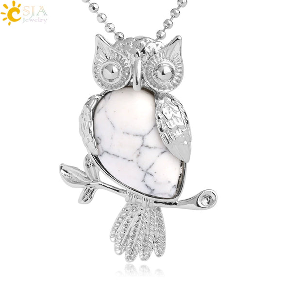 Natural Crystal Owl Pendant Necklace Minimalist Animal Ball Chain Necklace For Women Classic Creative Jewelry