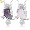 Natural Crystal Owl Pendant Necklace Minimalist Animal Ball Chain Necklace For Women Classic Creative Jewelry
