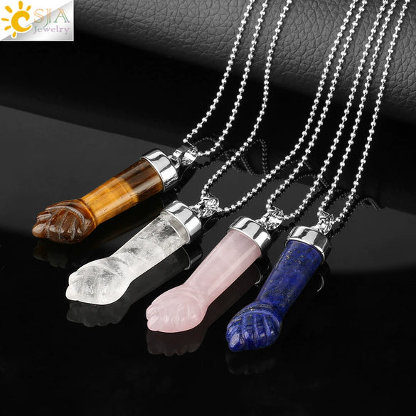 Natural Crystal Pendant Necklace With Geometric Pattern And Ball Chain Minimalist Style Unisex