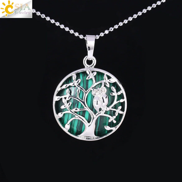 Natural Crystal Small Animal Owl Pendant Necklace Semiprecious Stone Alloy Copper Electroplated Minimalist Fashion Jewelry