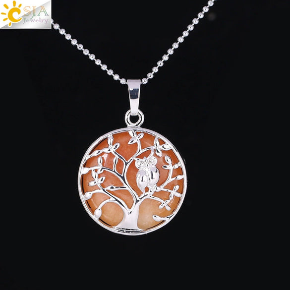 Natural Crystal Small Animal Owl Pendant Necklace Semiprecious Stone Alloy Copper Electroplated Minimalist Fashion Jewelry