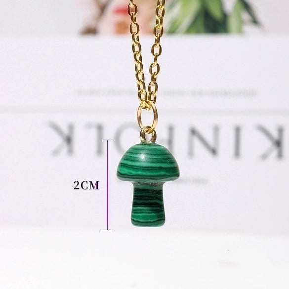 Natural Crystal Small Mushroom Pendant Agate Semi-precious Stone Ore Diy Necklace Ornament Wholesale