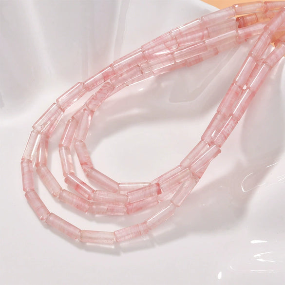 Natural Crystal Stone And Synthetic Stone Cylindrical Loose Beads For Jewelry Accessories