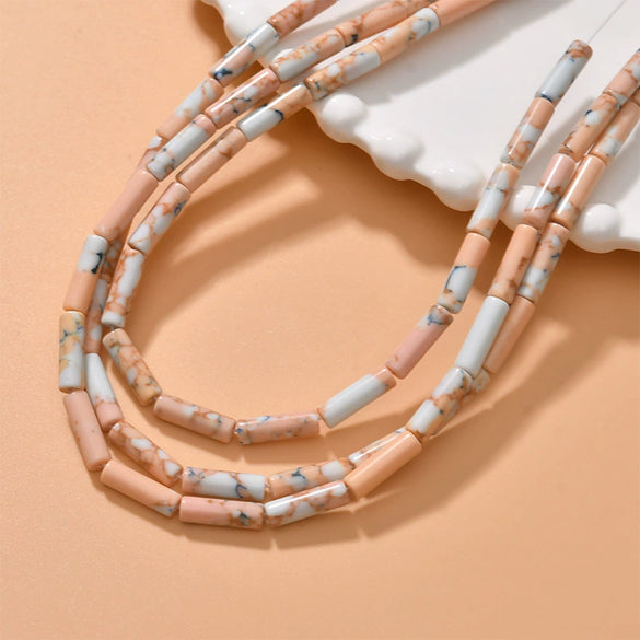 Natural Crystal Stone And Synthetic Stone Cylindrical Loose Beads For Jewelry Accessories