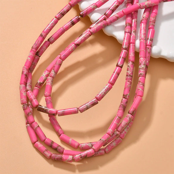 Natural Crystal Stone And Synthetic Stone Cylindrical Loose Beads For Jewelry Accessories