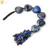 Natural Crystal Stone Heart Car Ornament With Colorful Short Tassel Hand Woven Personality Jewelry Dripping Oil Craft