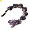 Natural Crystal Stone Heart Car Ornament With Colorful Short Tassel Hand Woven Personality Jewelry Dripping Oil Craft