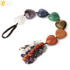 Natural Crystal Stone Heart Car Ornament With Colorful Short Tassel Hand Woven Personality Jewelry Dripping Oil Craft