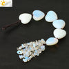 Natural Crystal Stone Heart Car Ornament With Colorful Short Tassel Hand Woven Personality Jewelry Dripping Oil Craft