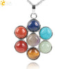 Natural Crystal Stone Pendant Necklace With Electroplated Ball Chain Simple Colorful Personality Jewelry For Unisex Couple Style