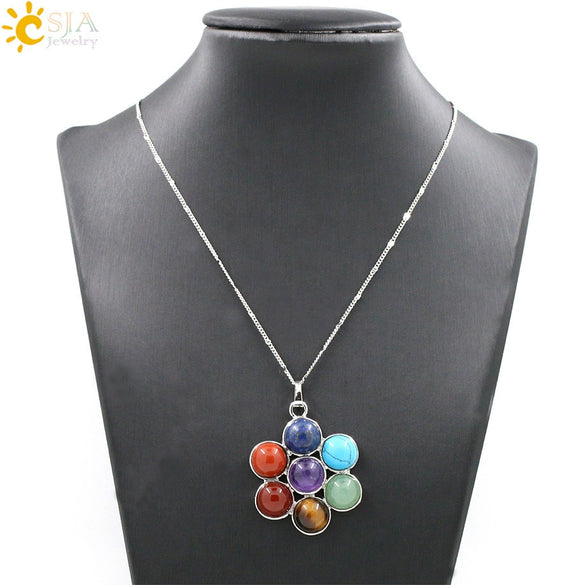 Natural Crystal Stone Pendant Necklace With Electroplated Ball Chain Simple Colorful Personality Jewelry For Unisex Couple Style