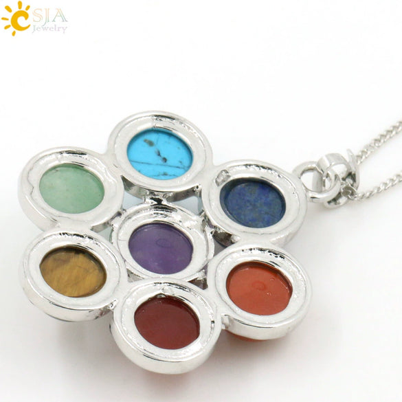 Natural Crystal Stone Pendant Necklace With Electroplated Ball Chain Simple Colorful Personality Jewelry For Unisex Couple Style