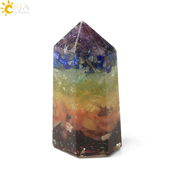 Natural Crystal Stone Resin Hexagonal Prism Pendulum Ornament With Dripping Glue Craftsmanship