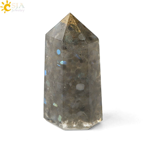 Natural Crystal Stone Resin Hexagonal Prism Pendulum Ornament With Dripping Glue Craftsmanship