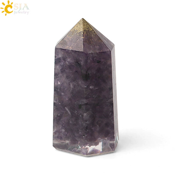 Natural Crystal Stone Resin Hexagonal Prism Pendulum Ornament With Dripping Glue Craftsmanship