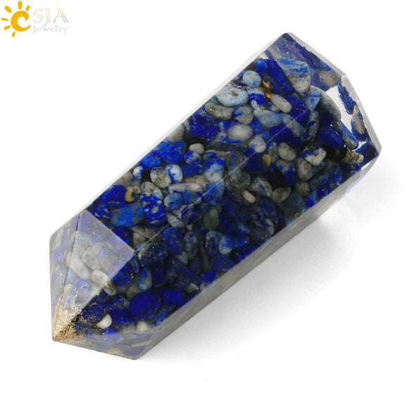 Natural Crystal Stone Resin Hexagonal Prism Pendulum Ornament With Dripping Glue Craftsmanship