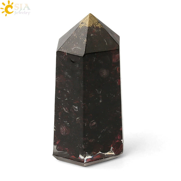 Natural Crystal Stone Resin Hexagonal Prism Pendulum Ornament With Dripping Glue Craftsmanship