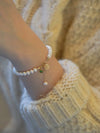 Natural Freshwater Pearl And Emerald Minimalist Bracelet With Copper Accessory