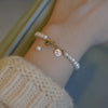 Natural Freshwater Pearl And Emerald Minimalist Bracelet With Copper Accessory