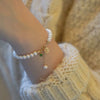 Natural Freshwater Pearl And Emerald Minimalist Bracelet With Copper Accessory
