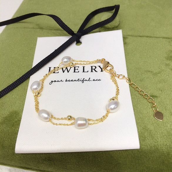 Natural Freshwater Pearl Bracelet Copper Alloy Rice Shape Droplet Shape