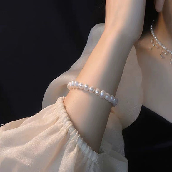 Natural Freshwater Pearl Bracelet Simple Style Alien Shape Copper Accessory For Women