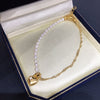 Natural Freshwater Pearl Bracelet With Nearly Round Pearls Copper Alloy Love Pendant Ins Style For Women