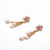 Natural Freshwater Pearl Braided Flower Tassel Earrings With Silver Needle Geometric Retro Electroplated Jewelry For Women
