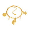 Natural Freshwater Pearl Conch Shell Bracelet And Anklet In 316L Stainless Steel With Geometric Pattern And Electroplating For Women In Marine Series