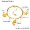 Natural Freshwater Pearl Conch Shell Bracelet And Anklet In 316L Stainless Steel With Geometric Pattern And Electroplating For Women In Marine Series