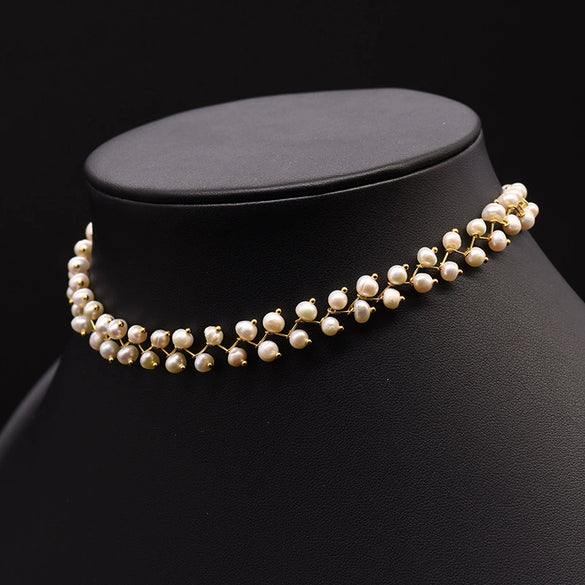 Natural Freshwater Pearl Double Layer Clavicle Chain With Geometric Design For Women Spring And Summer Jewelry Gift