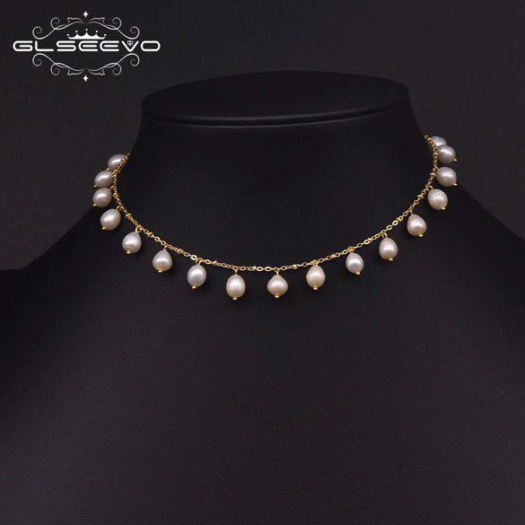 Natural Freshwater Pearl Double Layer Clavicle Chain With Geometric Design For Women Spring And Summer Jewelry Gift