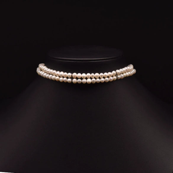 Natural Freshwater Pearl Double Layer Clavicle Chain With Geometric Design For Women Spring And Summer Jewelry Gift