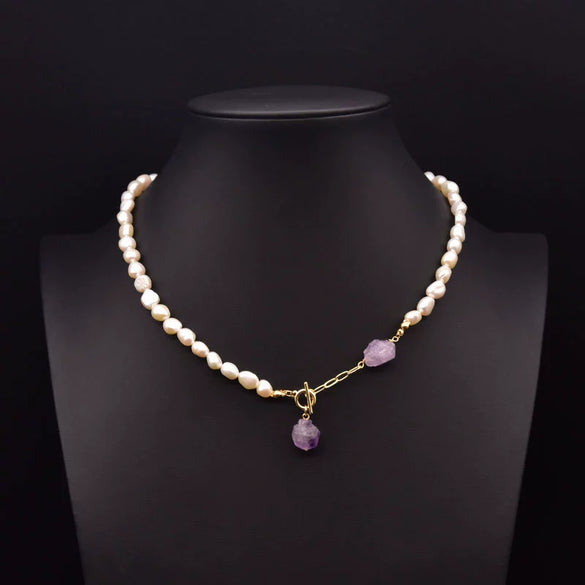 Natural Freshwater Pearl Double Layer Clavicle Chain With Geometric Design For Women Spring And Summer Jewelry Gift