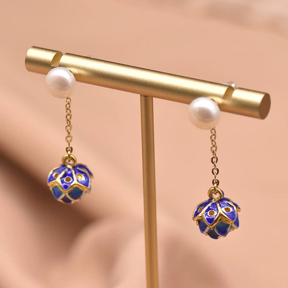 Natural Freshwater Pearl Drop Shape Retro Women's Earrings