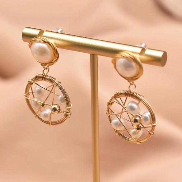 Natural Freshwater Pearl Drop Shape Retro Women's Earrings