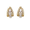 Natural Freshwater Pearl Earrings Alloy Inlaid With Artificial Gemstones And Semiprecious Stones Oblate And Flat Roundbun Round Shape French Retro Style For Women
