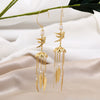 Natural Freshwater Pearl Earrings Copper Retro Geometric Tassel Long Ear Jewelry