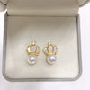 Natural Freshwater Pearl Earrings Feminine Exquisite Sea Shell Crown Style 18K Goldfilled Oblate Shape